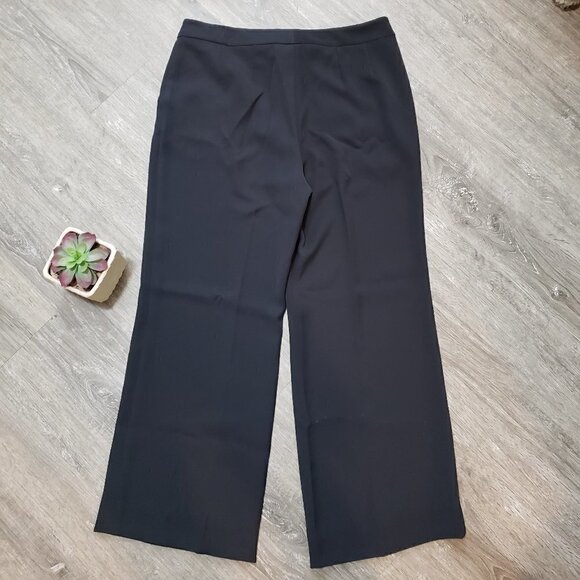 St John Collection Wide Leg Cropped Dress Pants Sz 8 Black - Picture 2 of 6